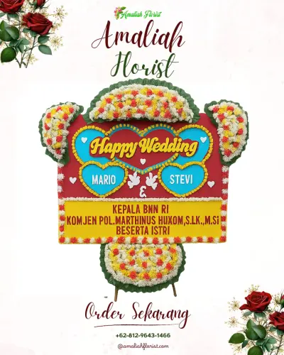 Karangan Papan Bunga Pernikahan di Cintaasih